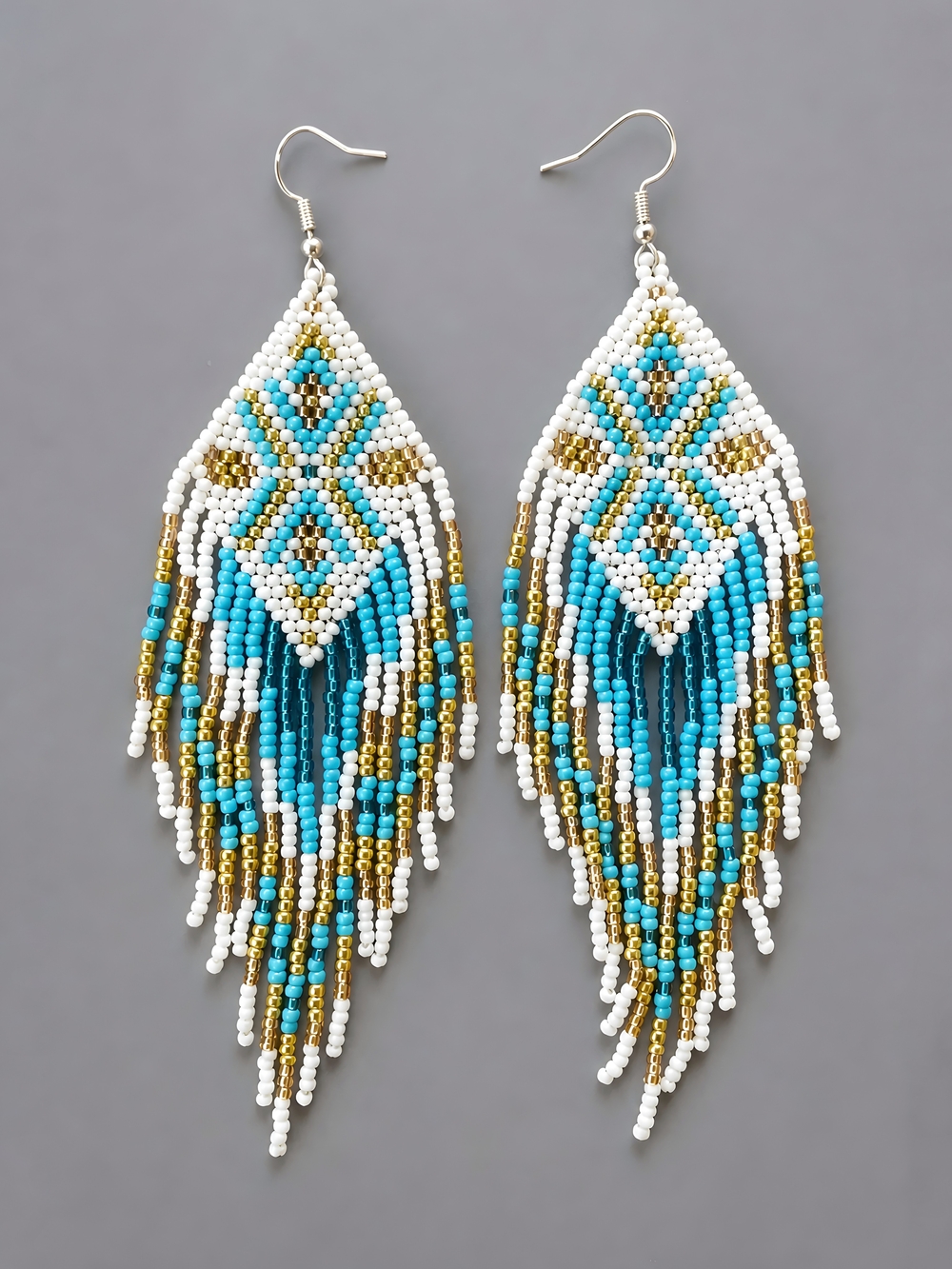 Sky Dream Boho Fringe Seed Bead Earrings Handmade Southwestern Beaded Jewelry